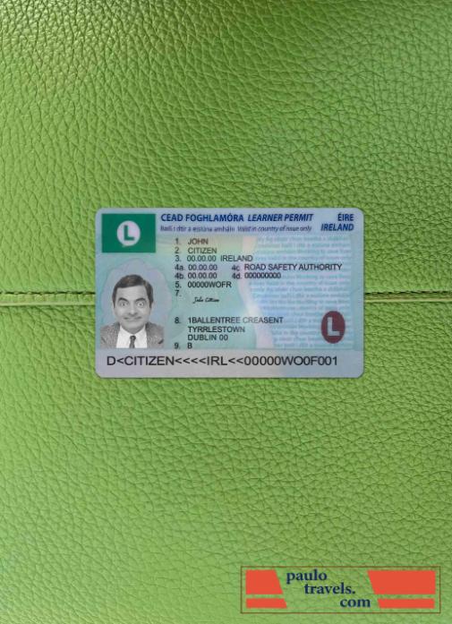 Ireland driving license (learner permit) 2022  present photolook FRONT PSD template